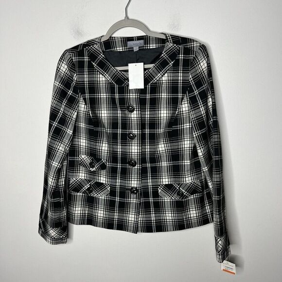 Amber Sun Blazer Womens Small Plaid Button Up Preppy Academia - Picture 2 of 11